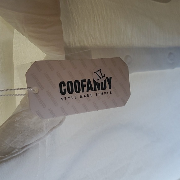 Coofandy White‎ Casual Button-Down Untuck It Bowling Sz. XL Shirt - Picture 4 of 11